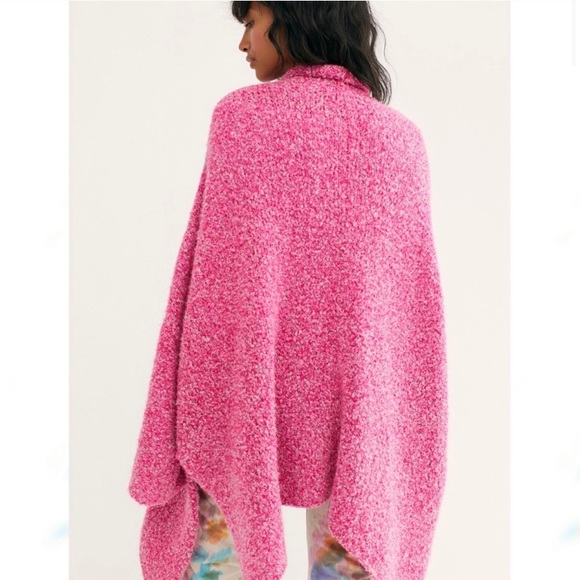 Free People BFF Boucle Knit Shawl Cardigan Pink S - Picture 2 of 6